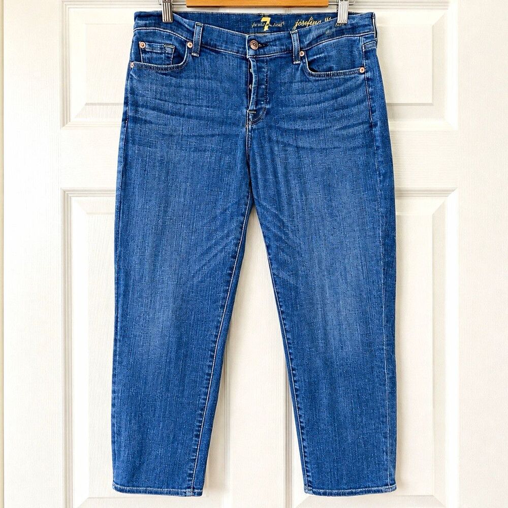 7 For All Mankind Josefina Women’s 30 Boyfriend Mid Rise Medium Wash Stretch